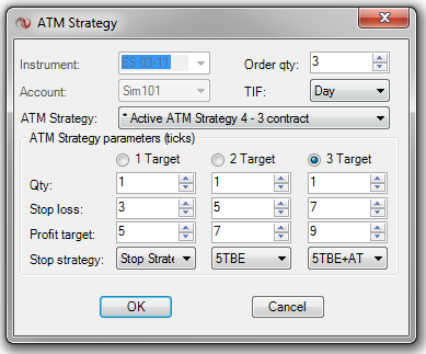 Ninja Trader Image 3, ATM Strategy